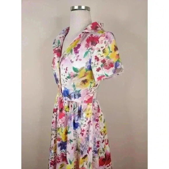 Myrtlewood of California Floral Fit Flare Dress Retro Colorful Cottagecore - Picture 6 of 10